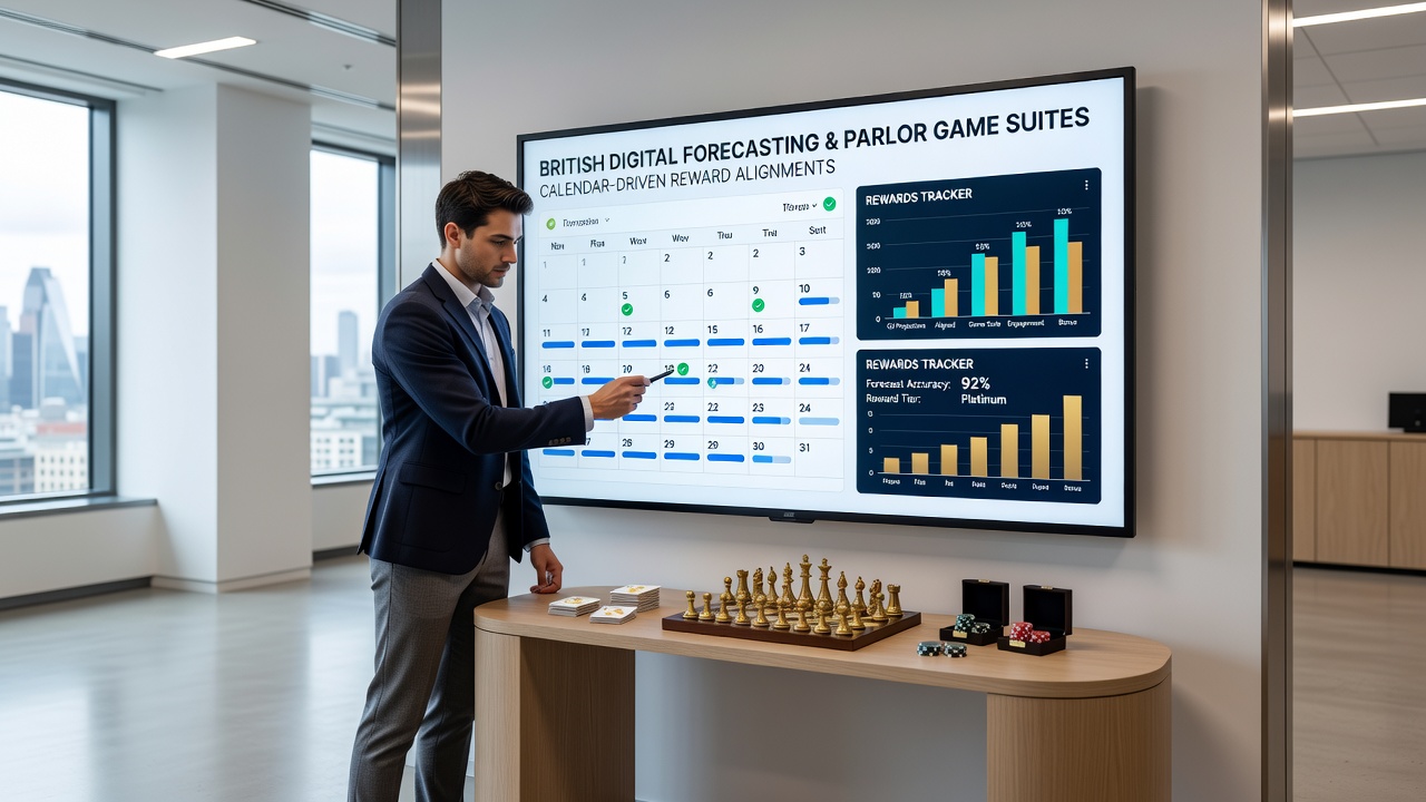 Split view of weekly and monthly reward calendars on a British parlor game suite interface