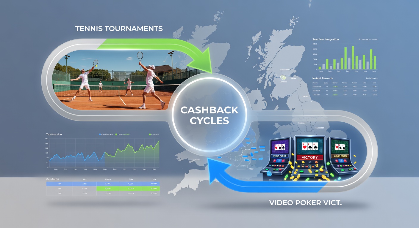 Screenshot of a UK betting app showing cashback credit transfer from tennis bet slip to video poker table selection