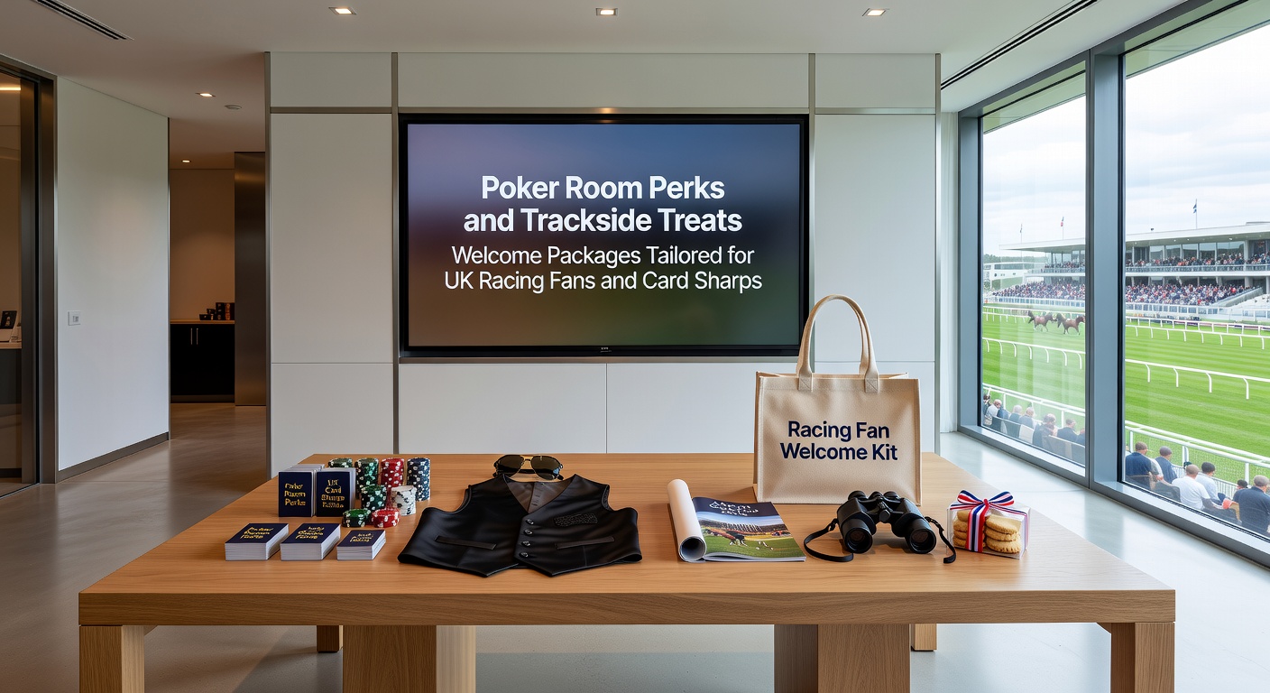 Dynamic split-screen view of a poker hand showdown alongside a thundering horse race finish line, highlighting hybrid welcome bonuses