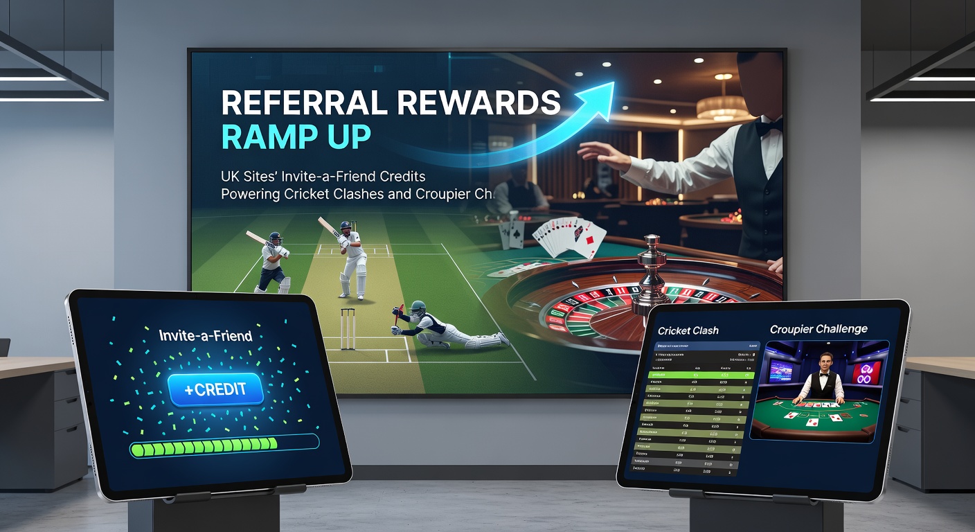 Close-up of a mobile screen showing a successful referral confirmation, with credits allocated to a live cricket betting slip and a adjacent live dealer blackjack table interface