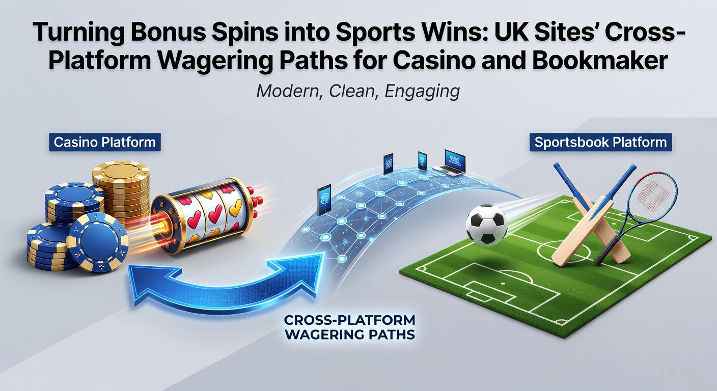 Split-screen view of a UK betting app showing slot bonus spins on one side and active sports bets on the other, with conversion arrows connecting them
